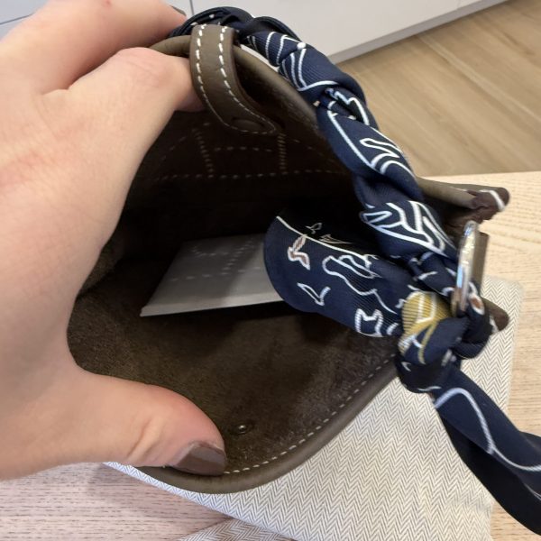 Hermes Taurillon Clemence Amazone Evelyne TPM Etoupe Bleu Indigo with Hermes Twilly