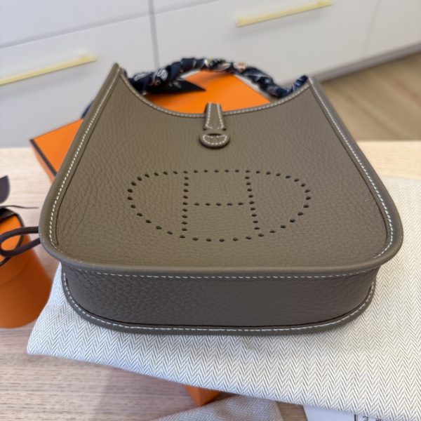 Hermes Taurillon Clemence Amazone Evelyne TPM Etoupe Bleu Indigo with Hermes Twilly