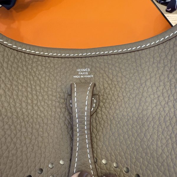 Hermes Taurillon Clemence Amazone Evelyne TPM Etoupe Bleu Indigo with Hermes Twilly