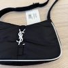 SAINT LAURENT Le 5 a 7 Hobo Nylon Small Black and White Hardware