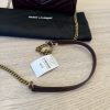 Saint Laurent Envelope Quilted Patent Leather Chain Wallet Dark Red Wine and Gold Hardware