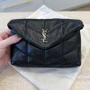 Saint Laurent Loulou Toy Puffer Pouch Clutch Bag Black SHW