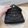 Saint Laurent Loulou Toy Puffer Pouch Clutch Bag Black SHW
