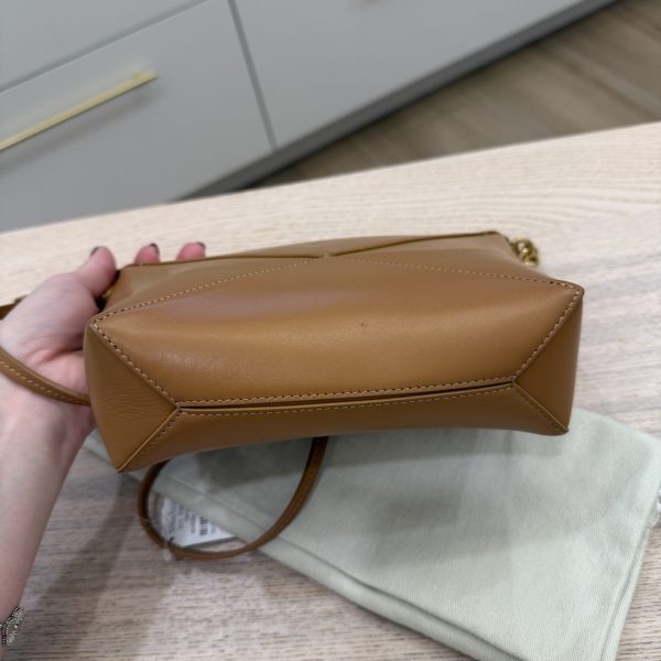 Loewe Puzzle Fold Pouch in Shiny Nappa Calfskin Warm Desert