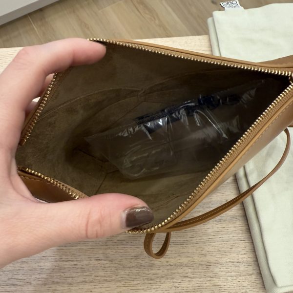 Loewe Puzzle Fold Pouch in Shiny Nappa Calfskin Warm Desert