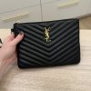Saint Laurent YSL Monogram Small Pouch in Smooth Leather Black and Gold Hardware