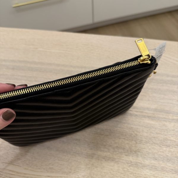 Saint Laurent YSL Monogram Small Pouch in Smooth Leather Black and Gold Hardware