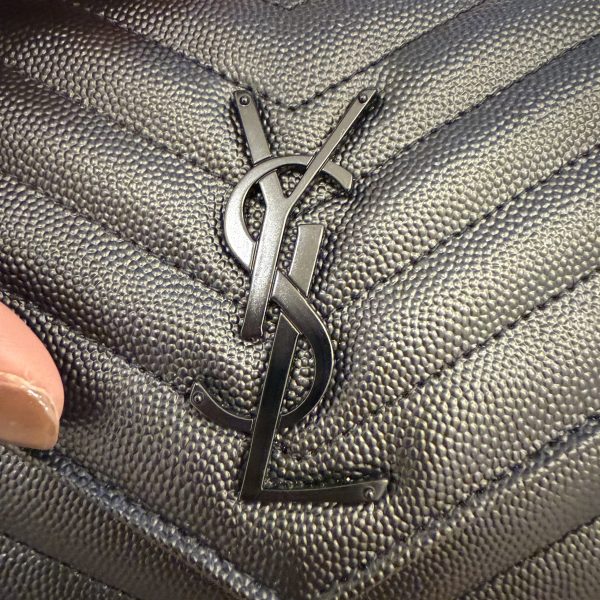 Saint Laurent Envelope Quilted Leather Chain Wallet Black and Black Hardware