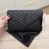 Saint Laurent Envelope Quilted Leather Chain Wallet Black and Black Hardware
