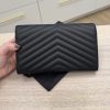 Saint Laurent Envelope Quilted Leather Chain Wallet Black and Black Hardware