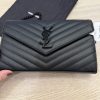 Saint Laurent Envelope Quilted Leather Chain Wallet Black and Black Hardware