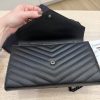Saint Laurent Envelope Quilted Leather Chain Wallet Black and Black Hardware