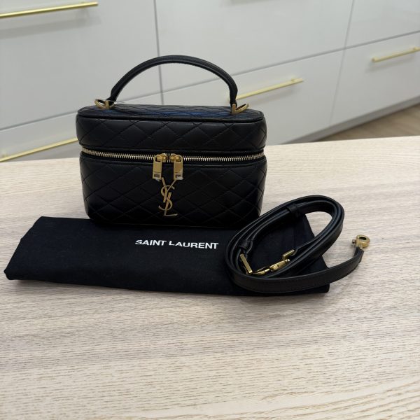 Saint Laurent (YSL) Gaby Vanity Bag in Lambskin Black and Gold Hardware