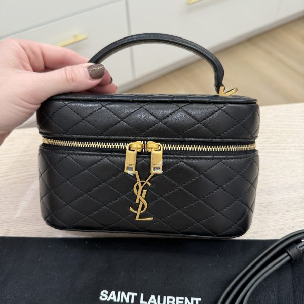 Saint Laurent (YSL) Gaby Vanity Bag in Lambskin Black and Gold Hardware