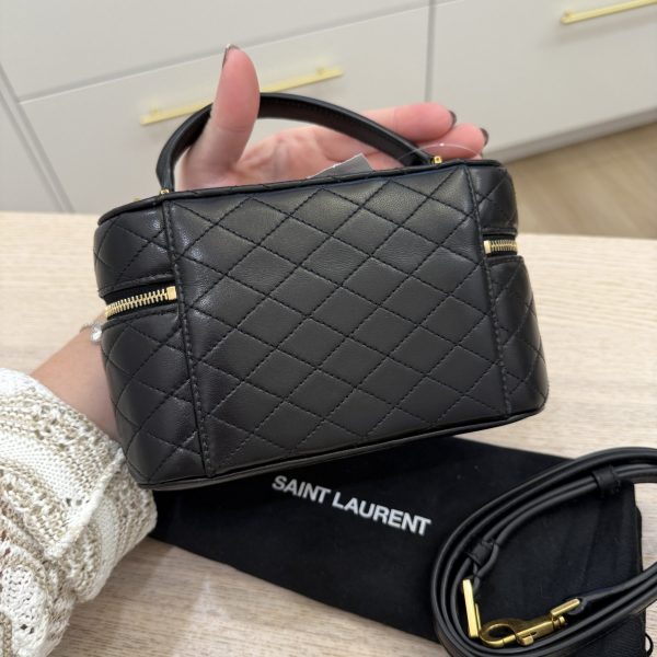 Saint Laurent (YSL) Gaby Vanity Bag in Lambskin Black and Gold Hardware