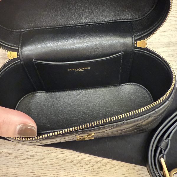 Saint Laurent (YSL) Gaby Vanity Bag in Lambskin Black and Gold Hardware