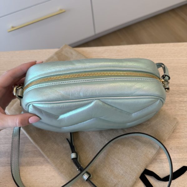 Gucci Iridescent Nappa Chevron Matelasse Small GG Marmont Chain Shoulder Bag Iridescent