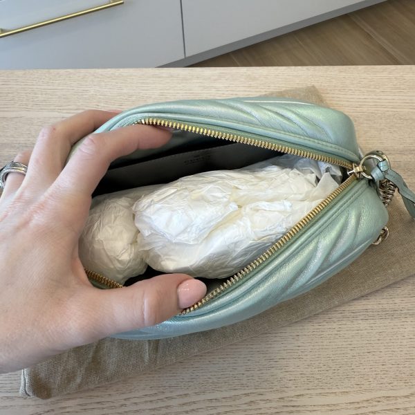 Gucci Iridescent Nappa Chevron Matelasse Small GG Marmont Chain Shoulder Bag Iridescent