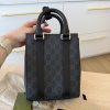 Gucci GG Supreme Monogram Appia Calfskin Web Mini Tote Bag Black