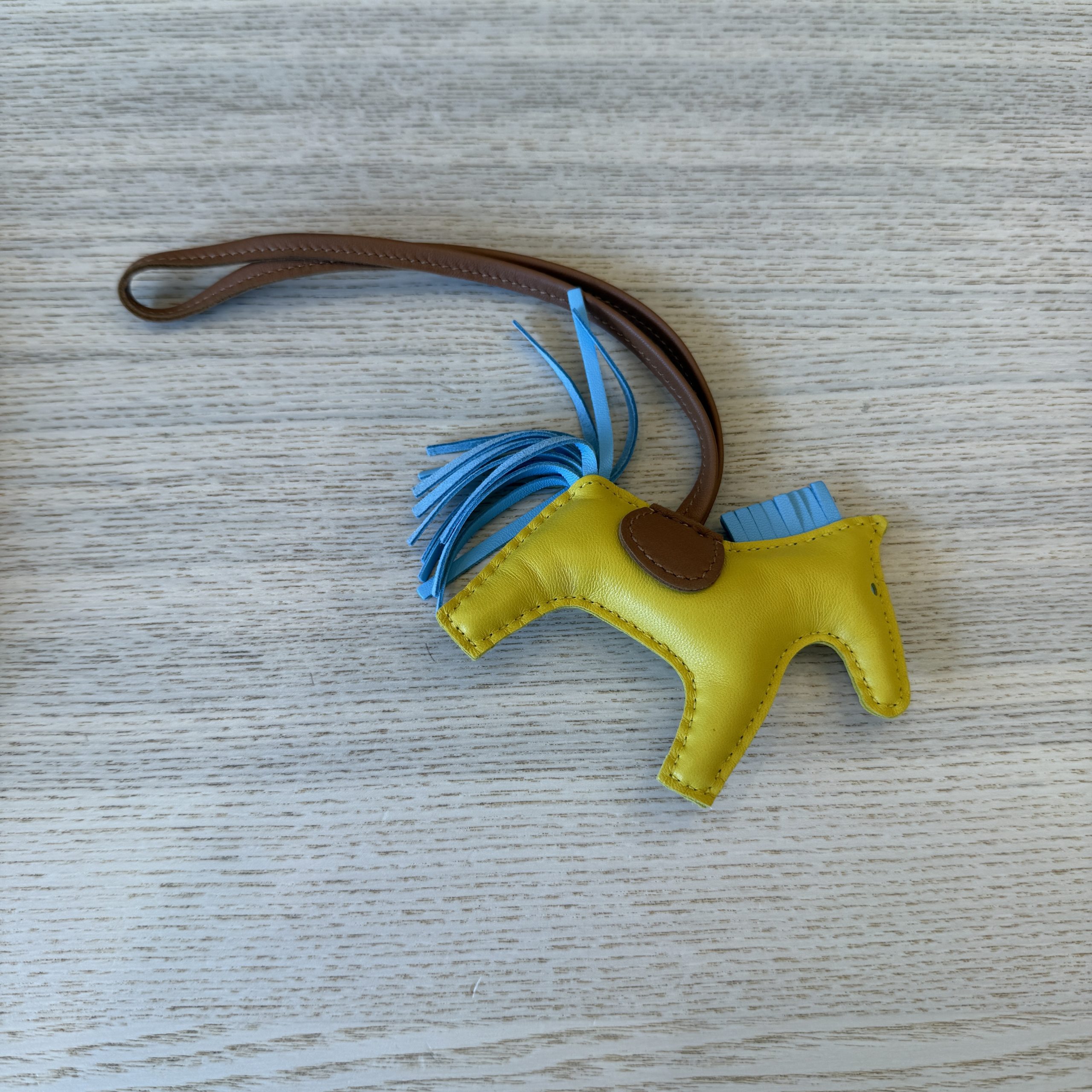 Hermes Milo Lambskin Grigri Rodeo Horse Bag Charm PM Jaune De Naples