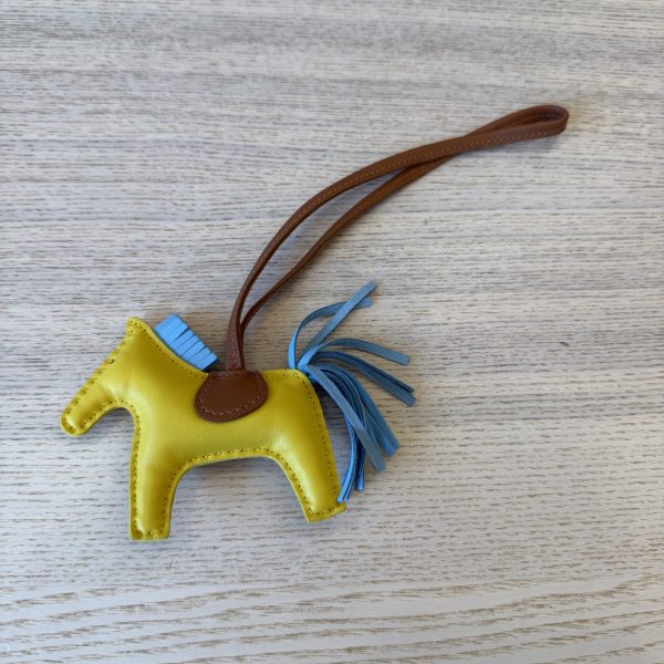 Hermes Milo Lambskin Grigri Rodeo Horse Bag Charm PM Jaune De Naples