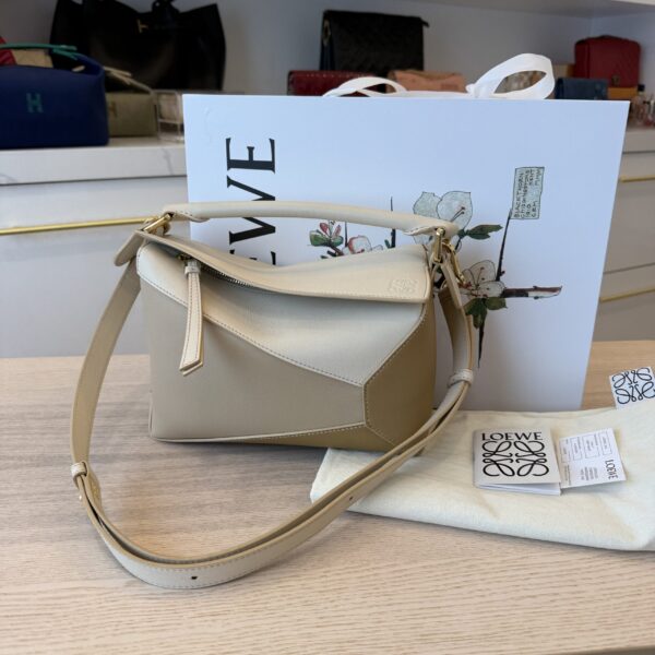 Loewe Puzzle Edge Small Top-Handle Bag in Tricolor Leather