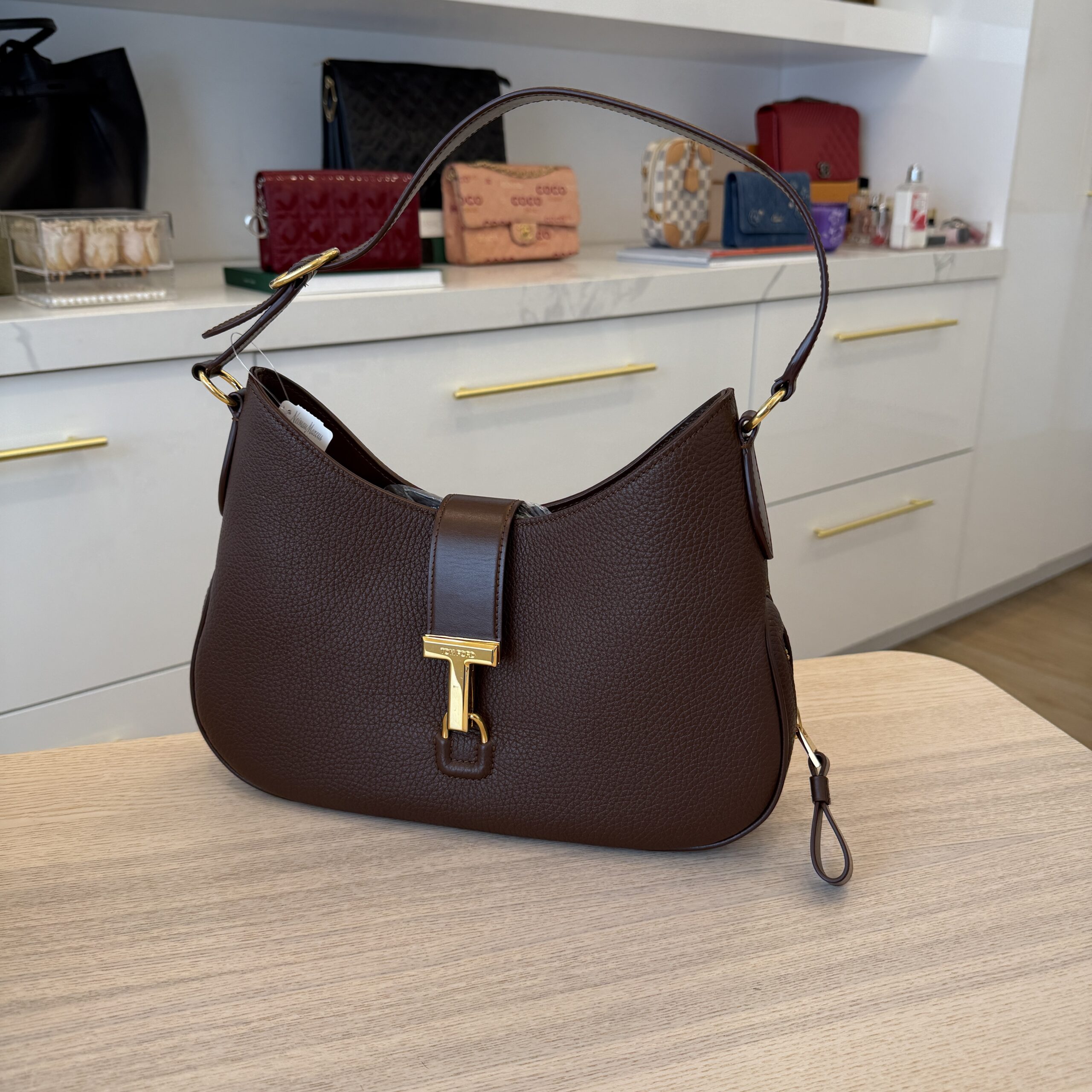 Tom Ford Medium Monarch Shoulder Bag Saddle Brown