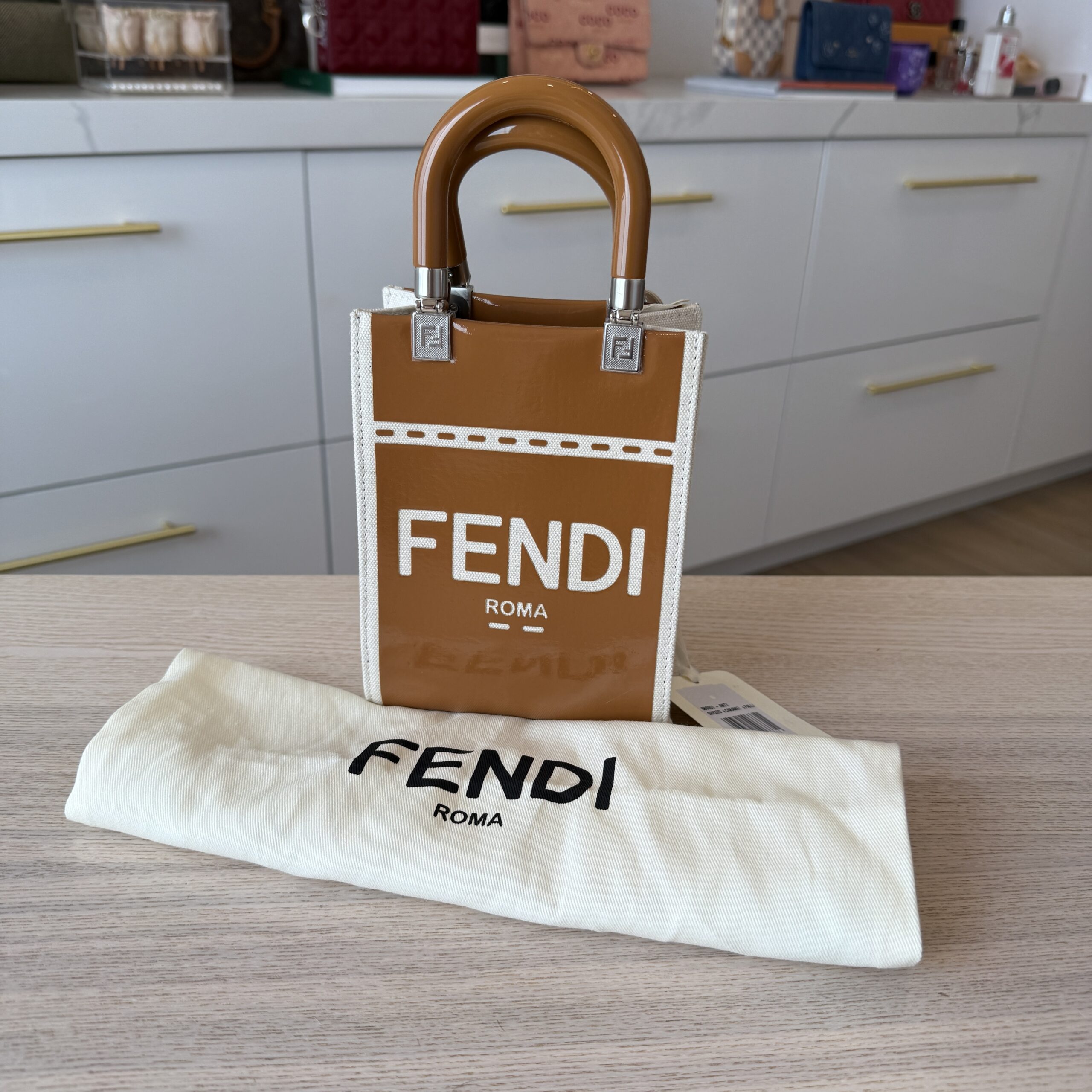 Fendi Sunshine Shopper Tote Patent Mini