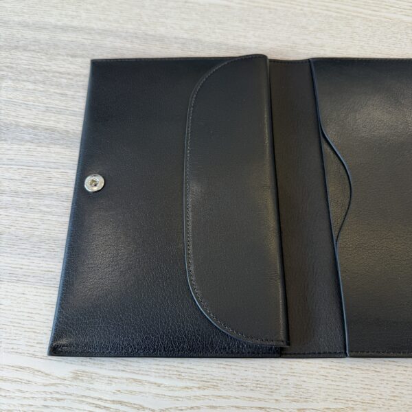The Row Travel Pouch in Shiny Kid Leather Black