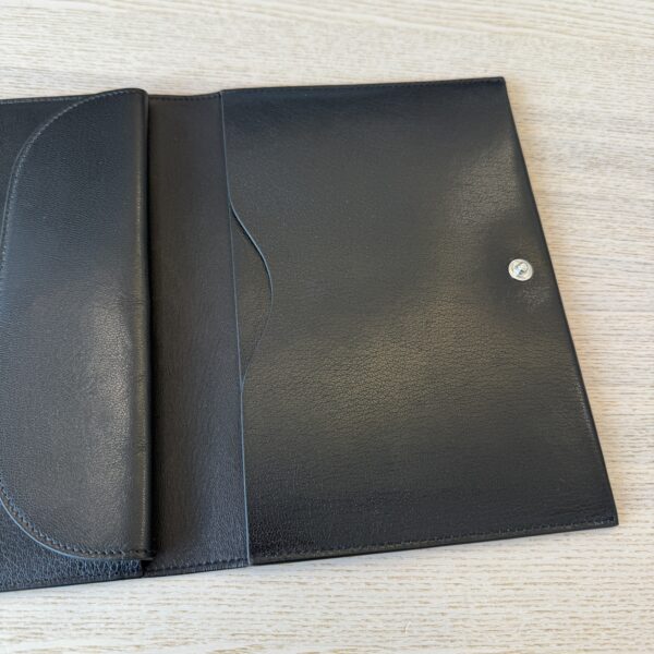 The Row Travel Pouch in Shiny Kid Leather Black