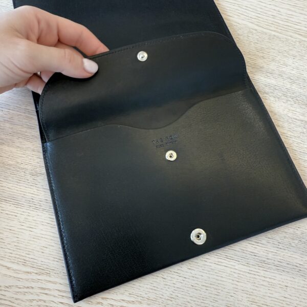 The Row Travel Pouch in Shiny Kid Leather Black