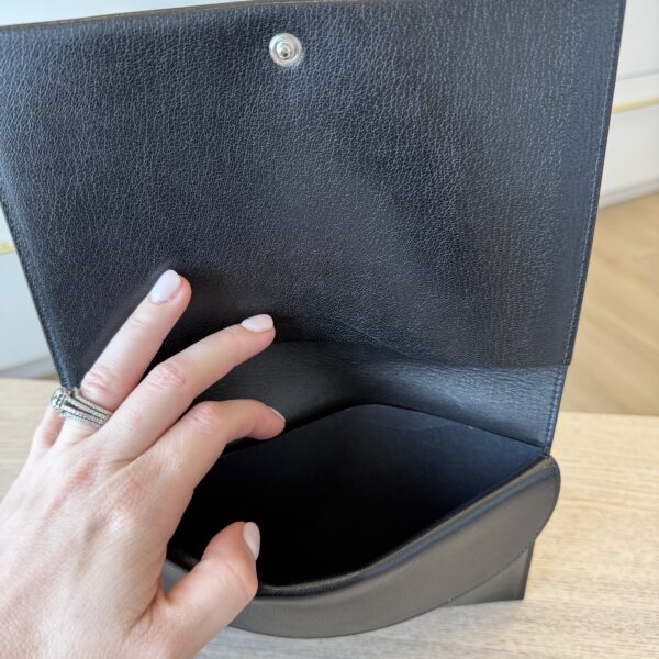The Row Travel Pouch in Shiny Kid Leather Black