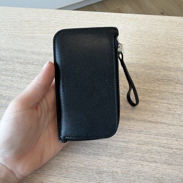 The Row Zipped Wallet in Shiny Kid Leather Black
