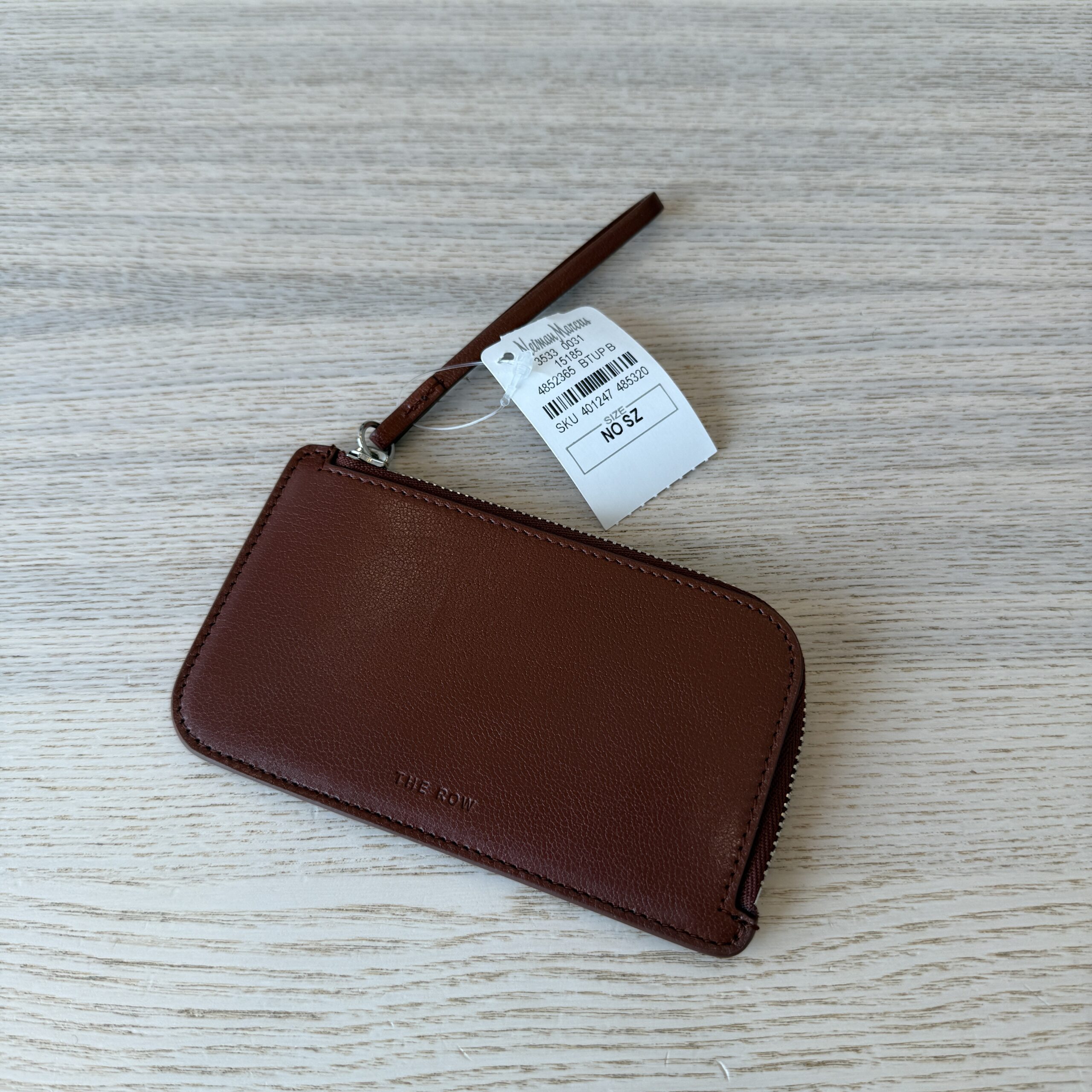 The Row Zipped Wallet in Shiny Kid Leather Burnt Umber