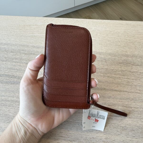 The Row Zipped Wallet in Shiny Kid Leather Burnt Umber