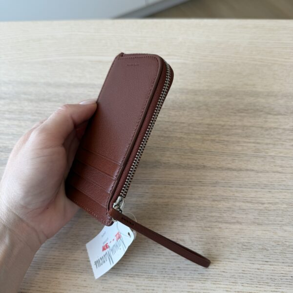 The Row Zipped Wallet in Shiny Kid Leather Burnt Umber