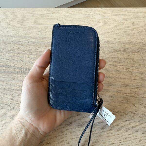 The Row Zipped Wallet in Shiny Kid Leather Peacock Blue