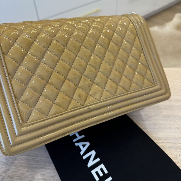 Chanel Quilted Patent Leather New Medium Boy Bag