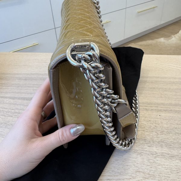 Chanel Quilted Patent Leather New Medium Boy Bag