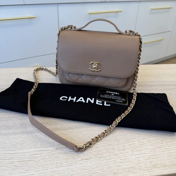 Chanel Caviar Quilted Small Business Affinity Flap Caramel Gold Hardware