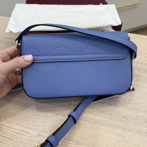 Gucci Calfskin GG Super Mini Shoulder Bag Blue