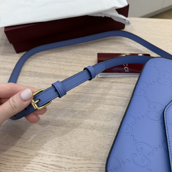 Gucci Calfskin GG Super Mini Shoulder Bag Blue