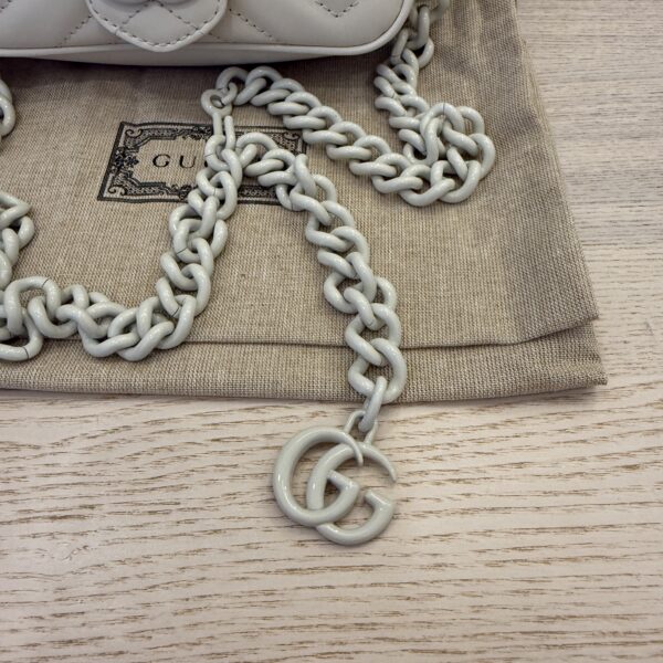 Gucci Calfskin Matelasse Monochrome GG Marmont Chain Belt Bag