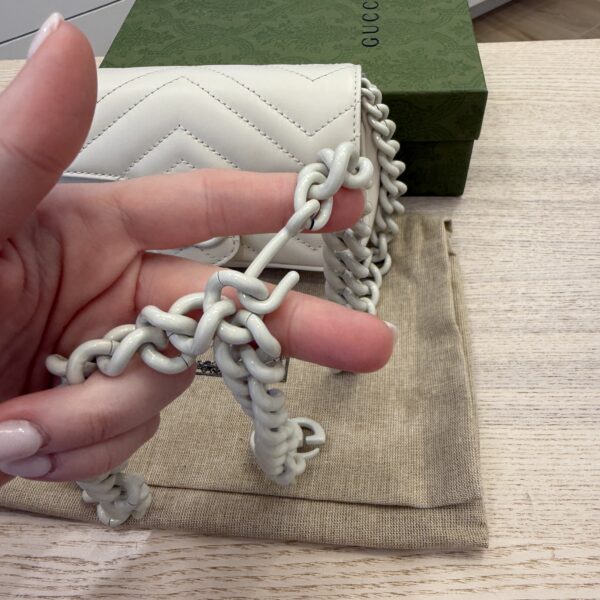 Gucci Calfskin Matelasse Monochrome GG Marmont Chain Belt Bag