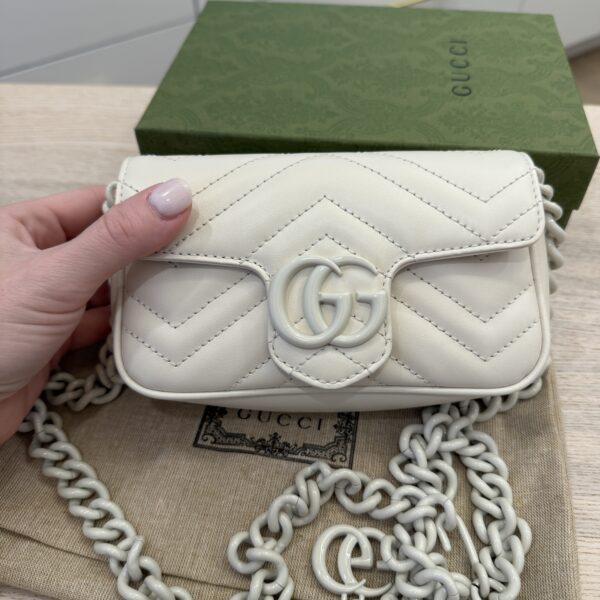 Gucci Calfskin Matelasse Monochrome GG Marmont Chain Belt Bag