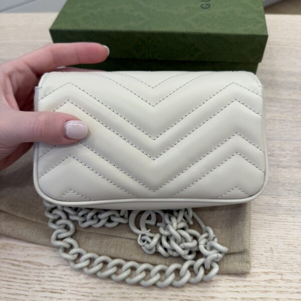 Gucci Calfskin Matelasse Monochrome GG Marmont Chain Belt Bag