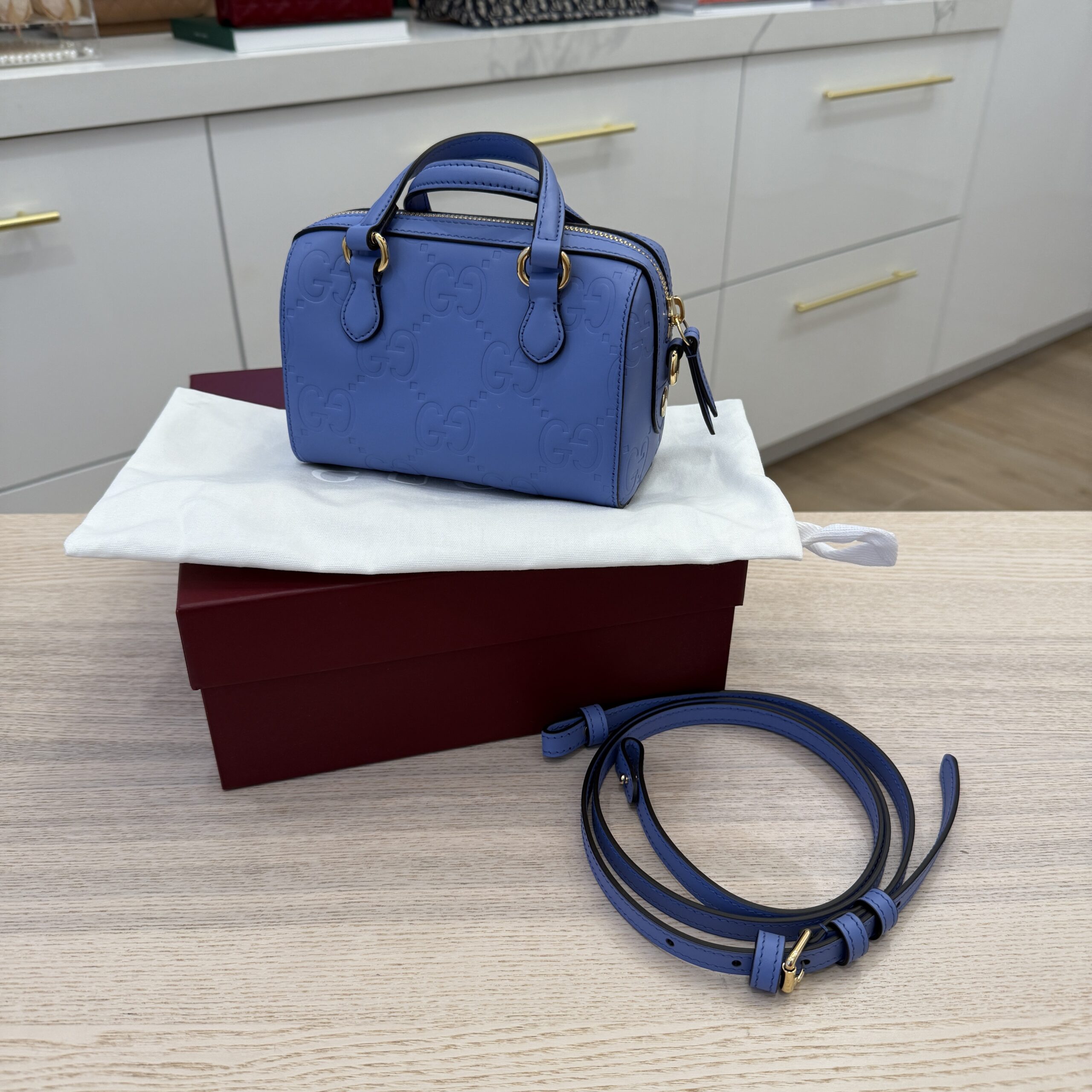 Gucci GG Super Mini Top Handle Bag Blue