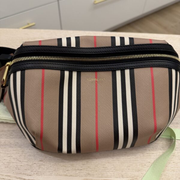 Burberry E-Canvas Icon Stripe Sonny Bum Bag Archive Beige