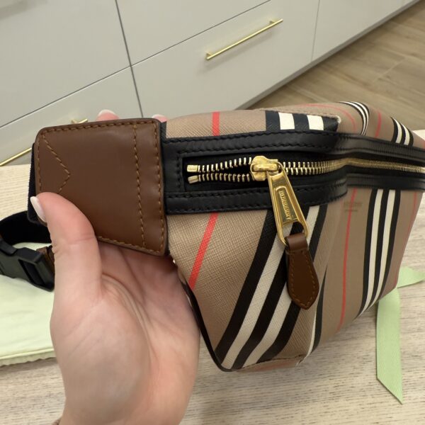 Burberry E-Canvas Icon Stripe Sonny Bum Bag Archive Beige