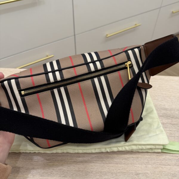 Burberry E-Canvas Icon Stripe Sonny Bum Bag Archive Beige